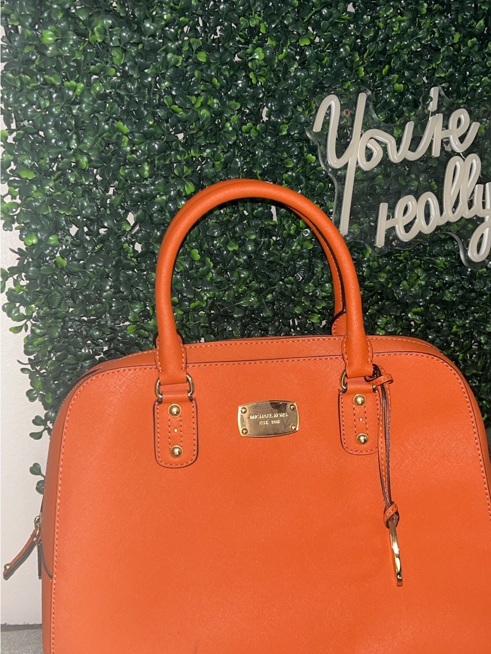 Michael Kors Bright Orange Dome Satchel